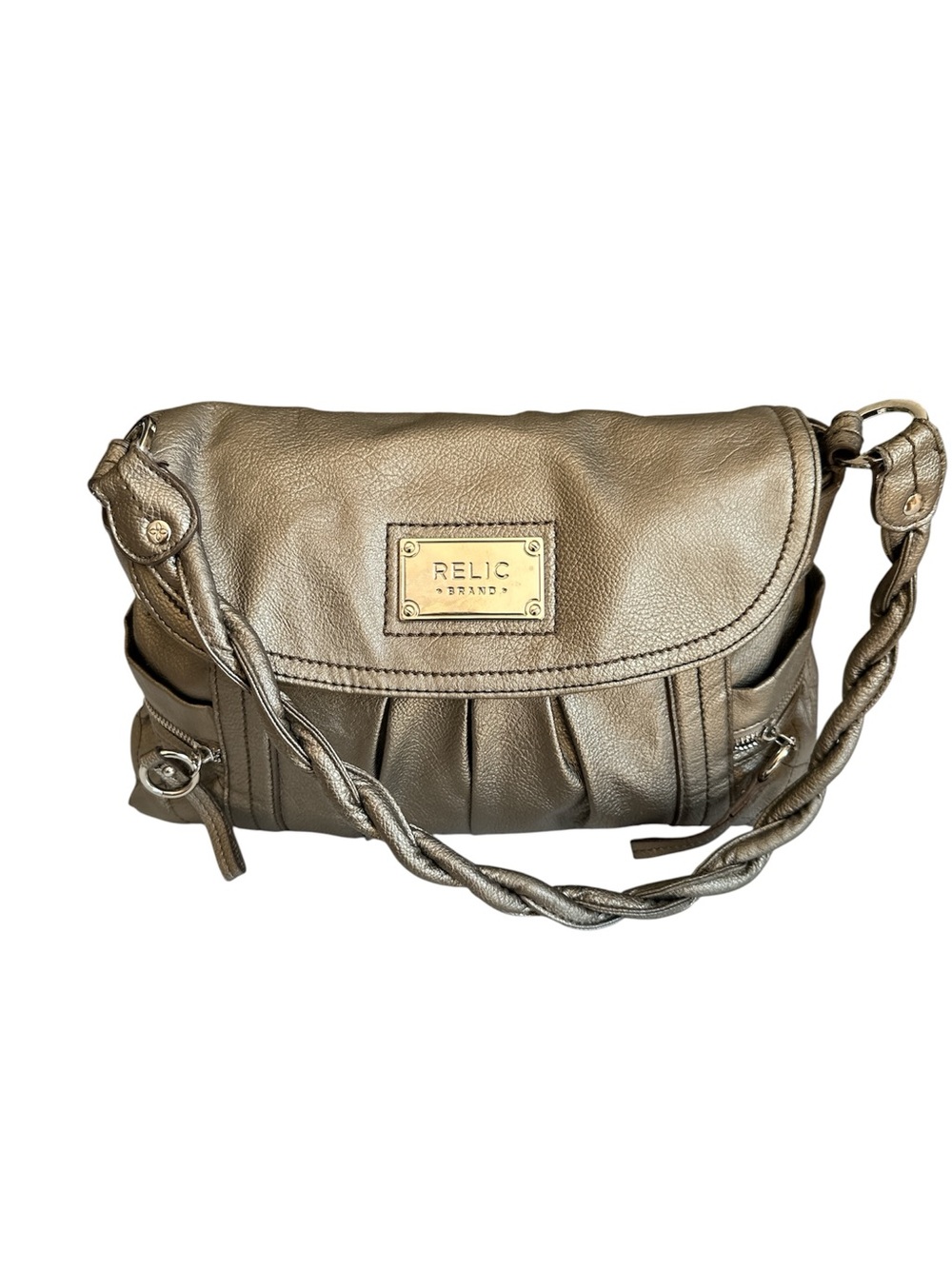 Relic Metallic Taupe Shoulder Bag with Braided Strap